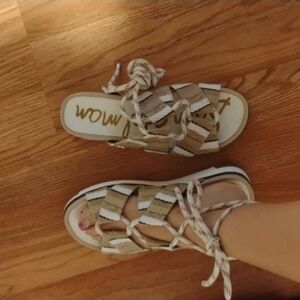 Sam Edelman Lace up Platform Striped Sandle Size 6.5